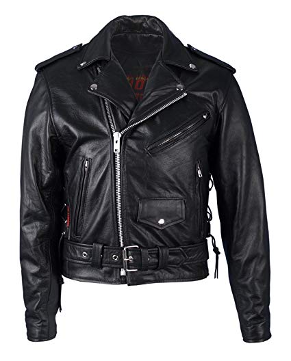 Hot Leathers Classic Motorcycle Jacket with Zip Out Lining (Black, Size 40)
