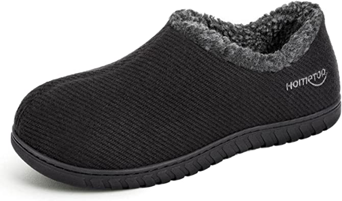 HomeTop Men's Nomad Slippers - Memory Foam Wool Touch with Sherpa Fleece Upper House Shoes