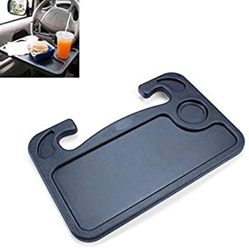 Steering Wheel Tray,EFORCAR Multi-Functional Car Portable Steering Wheel Drink Food Tray Table,laptop stand Notebook Desk Clip Holder Mount -For a More Convenient Time in Your Car-1PCS (Black)
