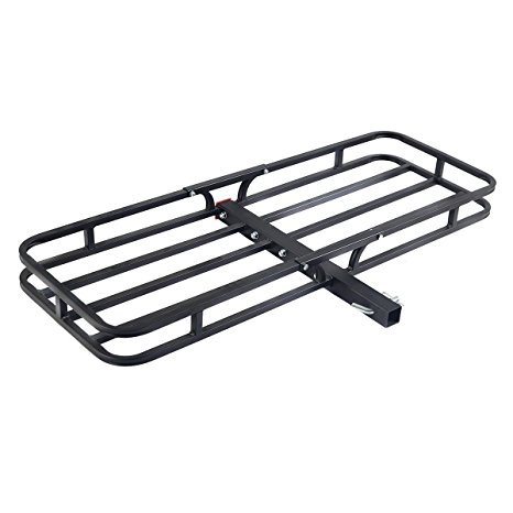 Goplus 500LBS Steel Cargo Carrier Luggage Basket 2" Receiver Hitch Hauler