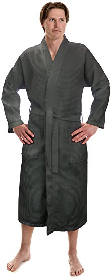 Turkish Linen Men's Waffle Kimono Robes Spa Bathrobe Made In Turkey