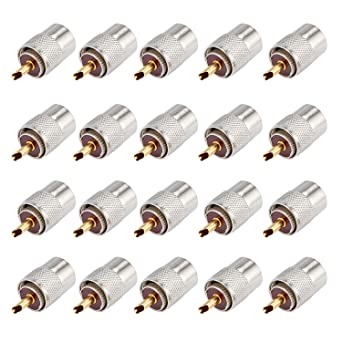 ESUMIC 20Pcs PL259 Soler Coaxial Coax Connectors, Male-Plug Crimp Coax Connector Adapter with Reducer for RG8X Coaxial Cable