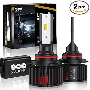 9006 LED High Beam Headlight Bulbs Conversion Kit, DOT Approved, SEALIGHT X1SS Series HB4 Fog Light Bulbs Super Bright- 12x CSP Chips Xenon White 9600LM 6500K Non-polarity (2 Pack)