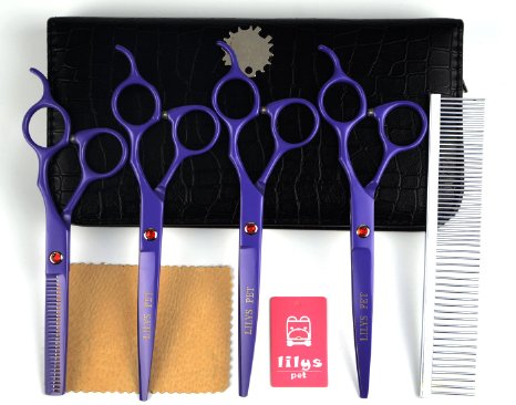 LILYS PET 7inch Professional PET DOG Grooming scissors suit Cutting&Curved&Thinning shears