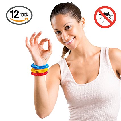 Hoont8482; Natural Mosquito Repellent Stretchable Wristband – Pack of 12 / Powerful Indoor & Outdoor Protection – Special Formulated Natural Plant-derived Ingredients - (Assorted Colors)