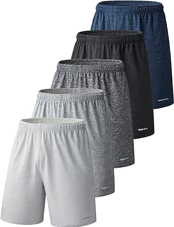 Liberty Imports 5 Pack Big Boys Youth Athletic Mesh Basketball Shorts with Pockets Quick Dry Activewear