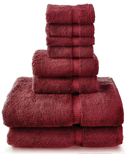 8 Piece Turkish Luxury 100% Genuine Turkish Cotton Towel Set (Cranberry) - Eco Friendly, 2 Bath Towels, 2 Hand Towels, 4 Wash Clothes by Turkuoise Turkish Towel