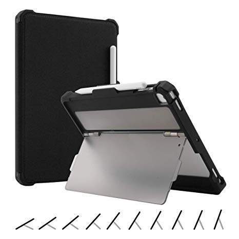 Valkit Compatible for iPad 9.7 2017/2018 Cover,iPad Air Case, iPad Air 2 Cover, iPad Pro 9.7 Case, Protective Smart Stand Rugged Armor Cases with Apple Pencil Holder Removable Front Cover，Black