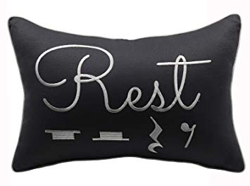 YugTex Pillowcases Rest Pillow, Music Teacher Gift, Music Lover Gift, Music Pillowcase, Music Gift, Music Room Decor, Music Room Pillow Covers(Rest(Dark Grey), 12"x18")