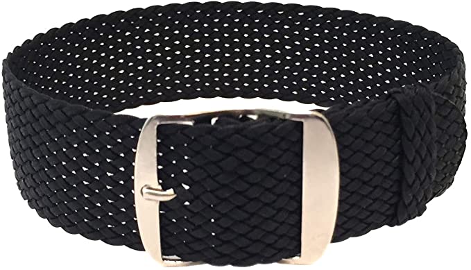 Wrist And Style Perlon Watch Strap (24mm, Black)