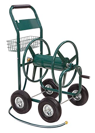Liberty Garden Products 872-2 Residential 4-Wheel Steel Garden Hose Reel Cart, Holds 350-Feet of 5/8-Inch Hose - Green
