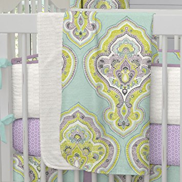 Carousel Designs Aqua and Amethyst Laval Crib Blanket
