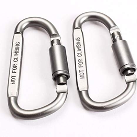 Tenflyer Pack of 2 Screw Lock D-Shaped Carabiner Hook Keyring Clip Camping Outdoor Sports