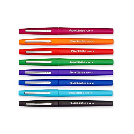Paper Mate Point Guard Flair Needle Tip Stick Pen, Ink, .7mm, Pack of 8, Assorted (89061)