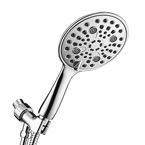 High Pressure Handheld Shower Head, Couradric 6 Spray Settings Shower Head Hand Held Luxury Spa with Extra Long 70'' Stainless Steel Hose Angle Adjustable Bracket and Teflon Tape - 6''Chrome Face