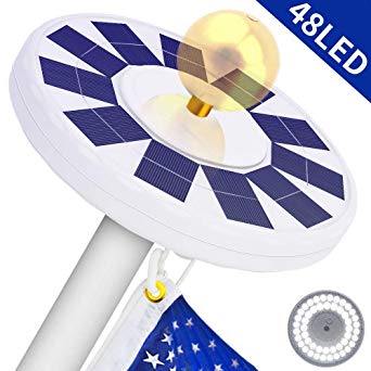 48 LED Solar Flagpole Light, LBell 800 Lux Downlight Lighting for 15 to 25 Ft Flag Pole Topper. Three Models Brightness to Switch- Most Powerful, Brightest, Longest Lasting Night Light