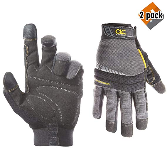 CLC Custom Leathercraft 125L Handyman Flex Grip Work Gloves, Shrink Resistant, Improved Dexterity, Tough, Stretchable, Excellent Grip (2 Pack)