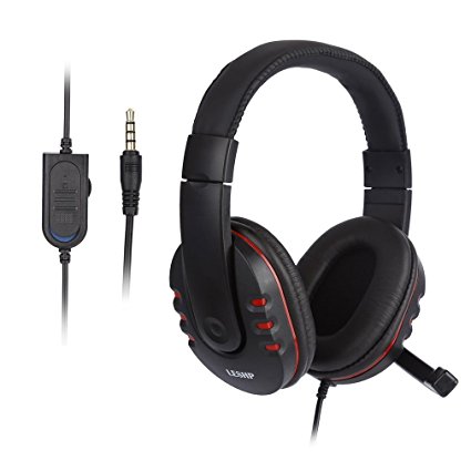 Gaming Headset - LESHP 3.5mm Wired Over-head Stereo Gaming Headset Headphones Earphones Earbuds with Mic Microphone, Volume Control for SONY PS4 PC iPhone iPad iPod Android Smartphones Laptop Tablets Computer MP3/4