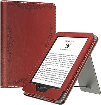 MoKo Case Fits All-New 6" Kindle(11th Generation, 2022 Release)/ Kindle(10th Gen,2019)/Kindle(8th Gen, 2016), Ultra Lightweight PU Shell Cover with Auto Wake/Sleep for Kindle 2022, Vintage Style