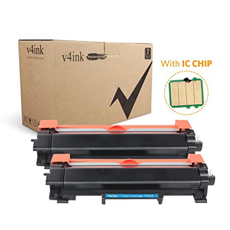 V4INK (with IC CHIP) New Compatible Brother TN730 TN760 TN-760 Black Toner Cartridge for Brother HL-L2350DW HL-L2390DW HL-L2395DW HL-L2370DW DCP-L2550DW MFC-L2710DW MFC-L2730DW MFC-L2750DW 2Pack