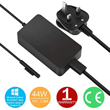 SUPERNIGHT Surface Pro Surface Laptop Charger 44W 15V 2.58A Power Supply Portable Charger Compatible Microsoft Surface Pro 6 Pro 5 Pro 4 Pro 3 Surface Laptop & Surface Go with 5V 1A USB Charging Port