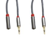 CampE 3 feet 35mm Male to Female Cable Gold Plated 2-Pack