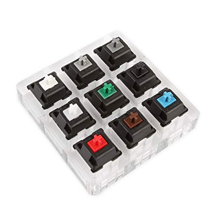 LeaningTech Mechanical Keyboard Switch Tester Kit Transparent Keyboard Keycap, 9 Cherry MX Switches