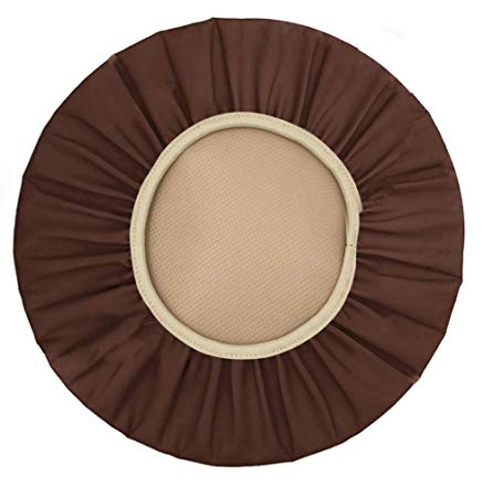 Augld Round Bar Stool Cover Watedrproof Faux Leather Stool Slipcover 14 Inch Coffee