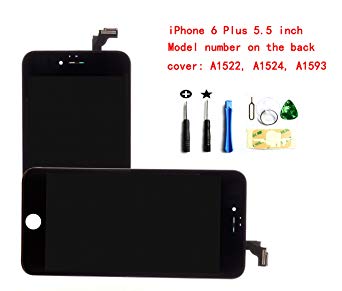 Black Iphone 6 plus 5.5 inch LCD screen replacement Full digitizer Assembly Frame set Front Glass Display with required tool kit