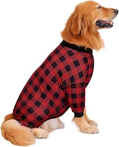 HDE Dog Pajamas One Piece Jumpsuit Lightweight Dog PJs Shirt for M-3XL Dogs Buffalo Plaid - 3XL