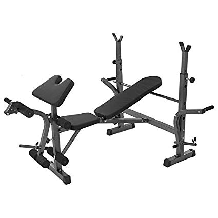 Homgrace Adjustable Olympic Weight Bench with Leg Developer & Barbell Squat Rack for Weight Lifting Strength Training Full Body Workout Exercise Equipment