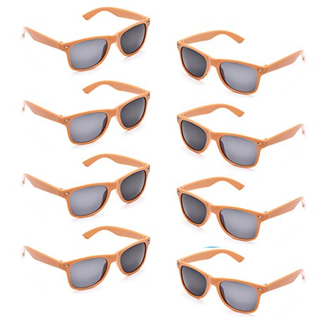 Neon Colors Party Favor Supplies Unisex Sunglasses Pack of 8 (Orange)