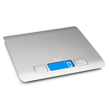Smart Weigh Digital Food Scale, Multifunctional Electronic Kitchen Food Scale Stainless Steel, Cooking Scale for Food and Baking Ingredient Weight, 11 Pound / 5 Kilogram Capacity (Batteries Included)