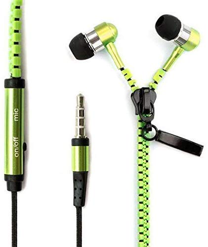 I-kool Cold Weather Winter Wear Zippered in-Ear Headphones with Mic (Ever-Green)