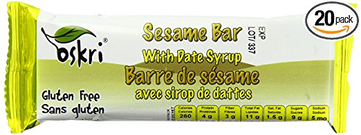 Oskri Sesame Bars with Date Syrup, Gluten Free, 1.9-Ounce Bars (Pack of 20)