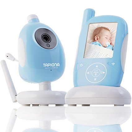 Two Way Video Baby Monitor with HQ Camera by TAPIONA - Long Distance, 2.4" LCD Display, 2-Way Talk, Night Vision, Temperature Monitoring, Feed Alarm, Remote Night Light, VOX Mode
