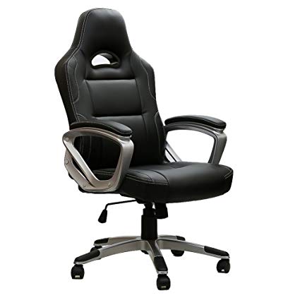 Gaming Computer Chair, Ergonomic Office PC Swivel Desk Chairs for Gamer Adults and Children with Arms (Black)