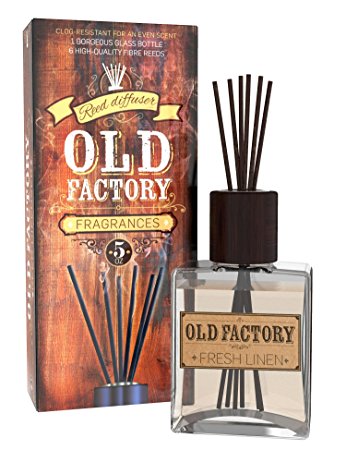 Reed Diffuser Set - Fresh Linen - Essential Oil Aromatherapy Scent Bottle and 6 Clog-Resistant Fiber Reeds - Premium Scented Diffusers for Oils - 5oz