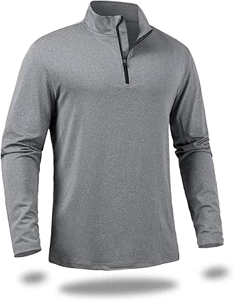 CARWORNIC Men's Long Sleeve Athletic Shirts 1/4 Zip Pullover Quick Dry Active Sports Sweatshirt for Running Workout Gym