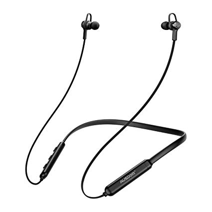 Ausdom in-Ear Earbuds Headphones with Microphone Waterproof Neckband Sports Earphones (Black)