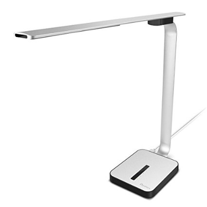 DIY LED Desk Lamp Panpany Al-alloy Body Modern Table Lamp with USB Charging Port 9W Eye- Caring Non-radiation 4-level Dimmer Touch Control Enerny Saving Silver