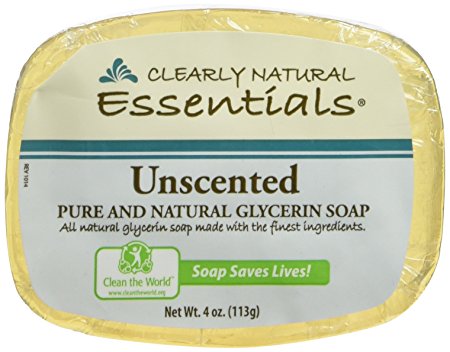 Clearly Natural Glycerin Bar Soap, Unscented, 4oz Bar, Pack of 6