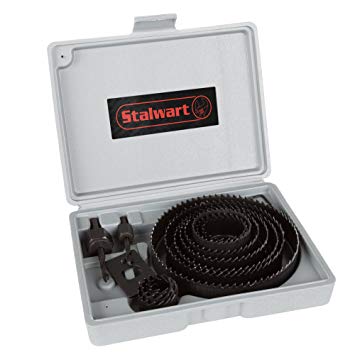 Stalwart Hole Saw Set 16 Piece Kit with 12 Saws (¾”-5 Inch), Hex Key Wrench, Drive Plate and Storage Case by Stalwart