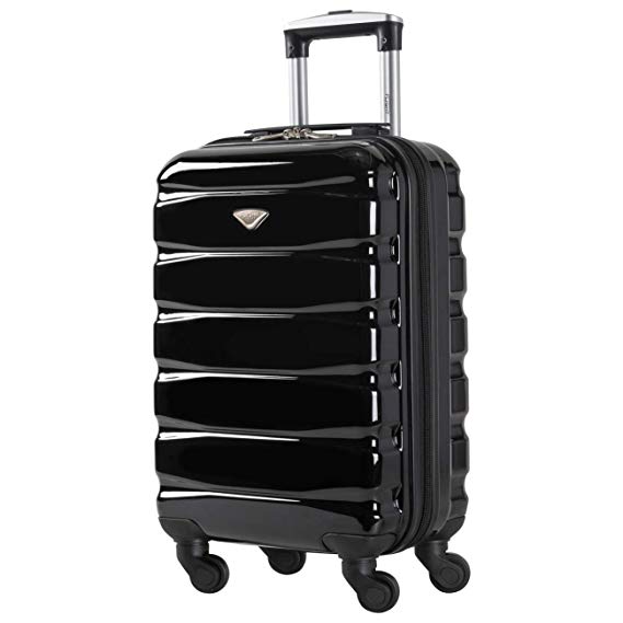 Flight Knight Lightweight 4 Wheel ABS Hard Case Suitcases Cabin Carry On Hand Luggage Approved For Over 100 Airlines - Cabin Black Gloss FFK01_BKGL_S
