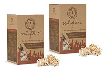 Ecolighters 100 Firelighters Natural Stove-Barbecue BBQ Firelighters For Stoves, Barbecues, Campfires and Open Fires NEW LARGE Pack of 2 X 50 (100, 2x50)