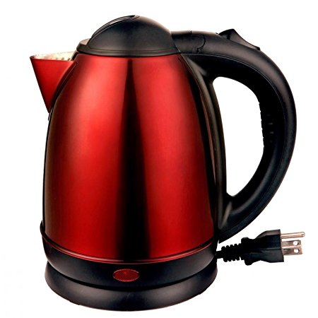 Brentwood Appliances KT-1805 2.0-Liter Stainless Steel Electric Cordless Tea Kettle, 1000-watt, Red