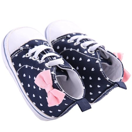 WAYLONGPLUS Infant Canvas Soft Sole Anti-Slip Prewalker Toddler Crib Shoes Love Print Sneaker (White Size 12)