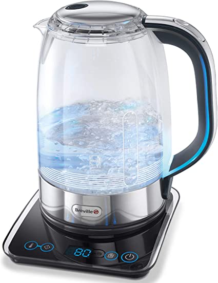 Breville Bollitore Acqua Elettrico Digitale, con Caraffa in Vetro, 2400 W, Capacità 1,7 Litri, Fino a 8 Tazze, Base con Comandi Touch