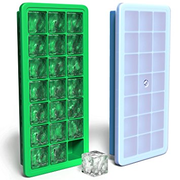 Vremi Silicone Ice Cube Trays with Lids - 2 Ice Tray with BPA Free Plastic Lid for Baby Food or Cocktail - 42 Small Square Ice Molds for Freezer - Stackable and Flexible Twist and Pop for Easy Release