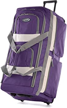 Olympia 8 Pocket Rolling Duffel Bag, Dark Lavender, 22 inch